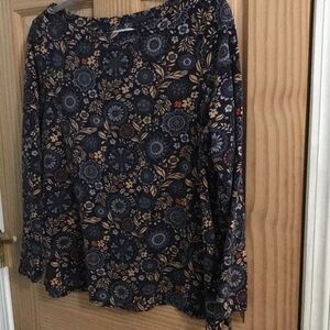 Liz Claiborne Boat Neck 3/4 Sleeve Top in Neutral Colors Size 1X